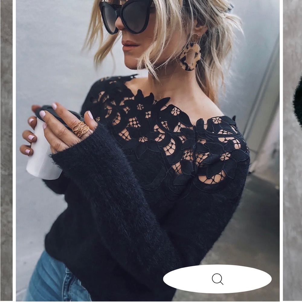 Black lace embellished sweater